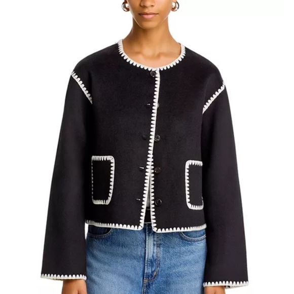 NWT Rails Melanie Jacket Wool Embroidered Overcoat Black Sz S - Picture 12 of 16